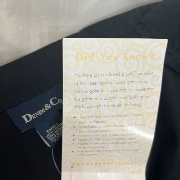 Denim & Co Black Jacket Size Small Flower Appliqué - Picture 10 of 13